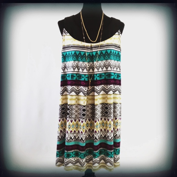 EnFocus Plus Size Aztec Print Tent Dress EUC